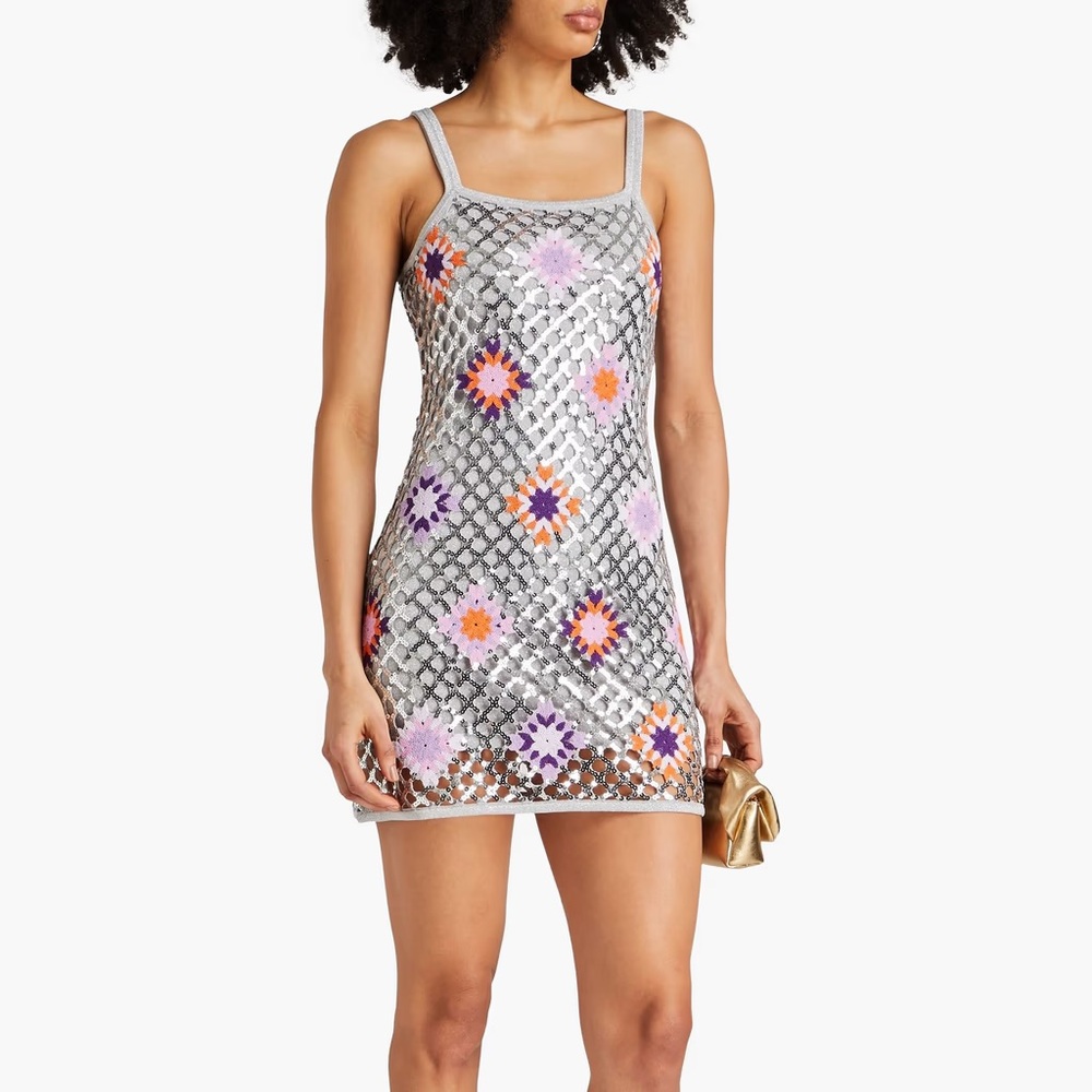 NWOT SANDRO Brunielou sequin-embellished woven mini dress - Picture 2 of 7